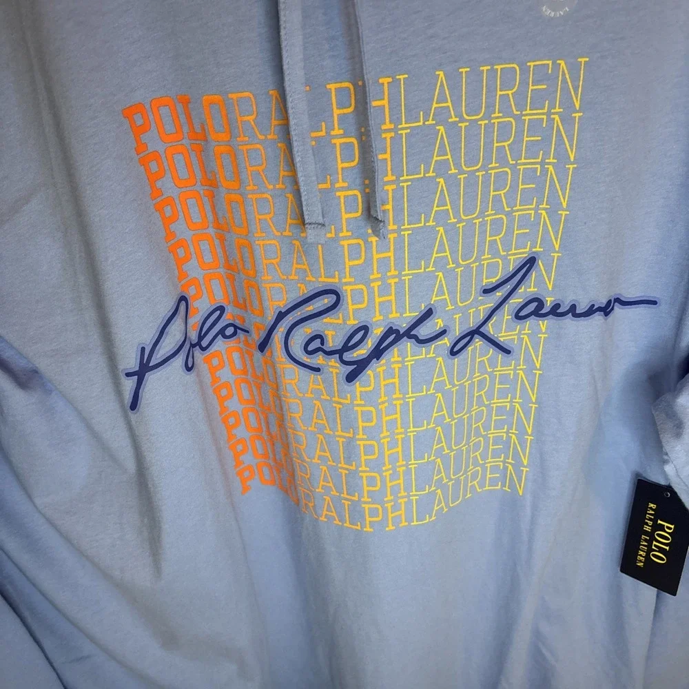New‎ Polo Ralph Lauren Hooded Long Sleeve Cotton T Shirt blue Men's 4XB